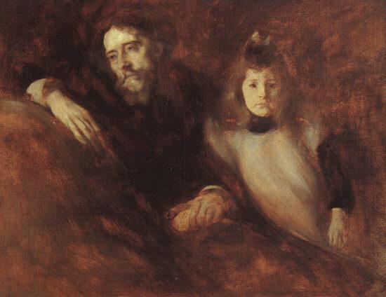 Eugene Carriere Alphonse Daudet and his Daughter oil painting picture